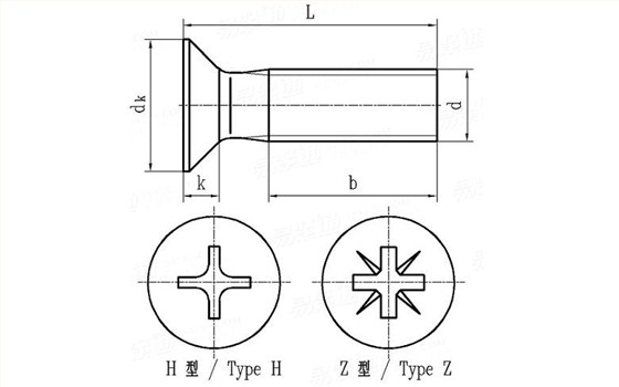 不銹鋼十字沉頭螺絲尺寸表